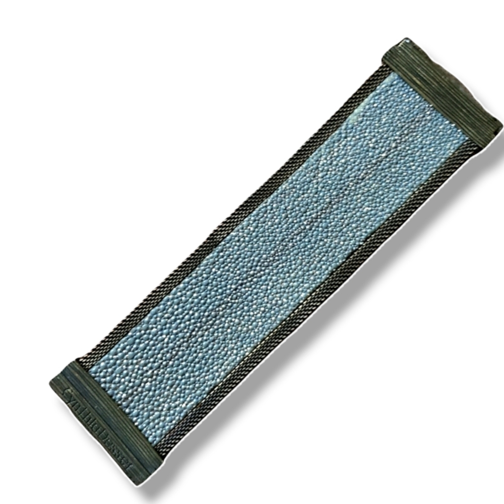 REAL STINGRAY CUFF WITH PEWTER STRIPE CYNTHIA DESS